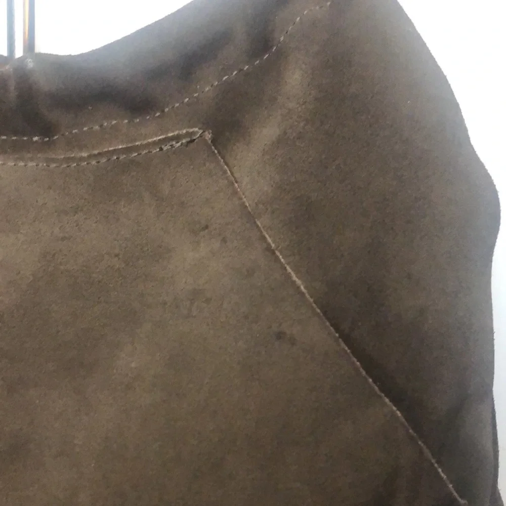 GAP vintage dark brown genuine cow suede leather hobo style handbag.